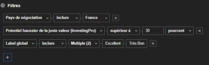 Recherche screener InvestingPro