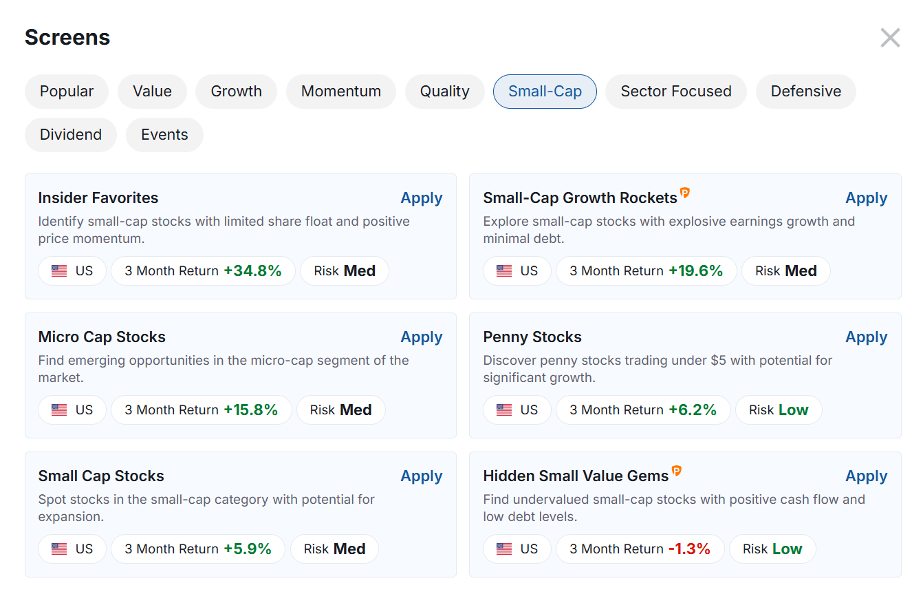 Investing.com Pro screens
