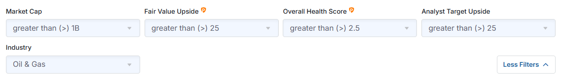 Finding undervalued oil stocks