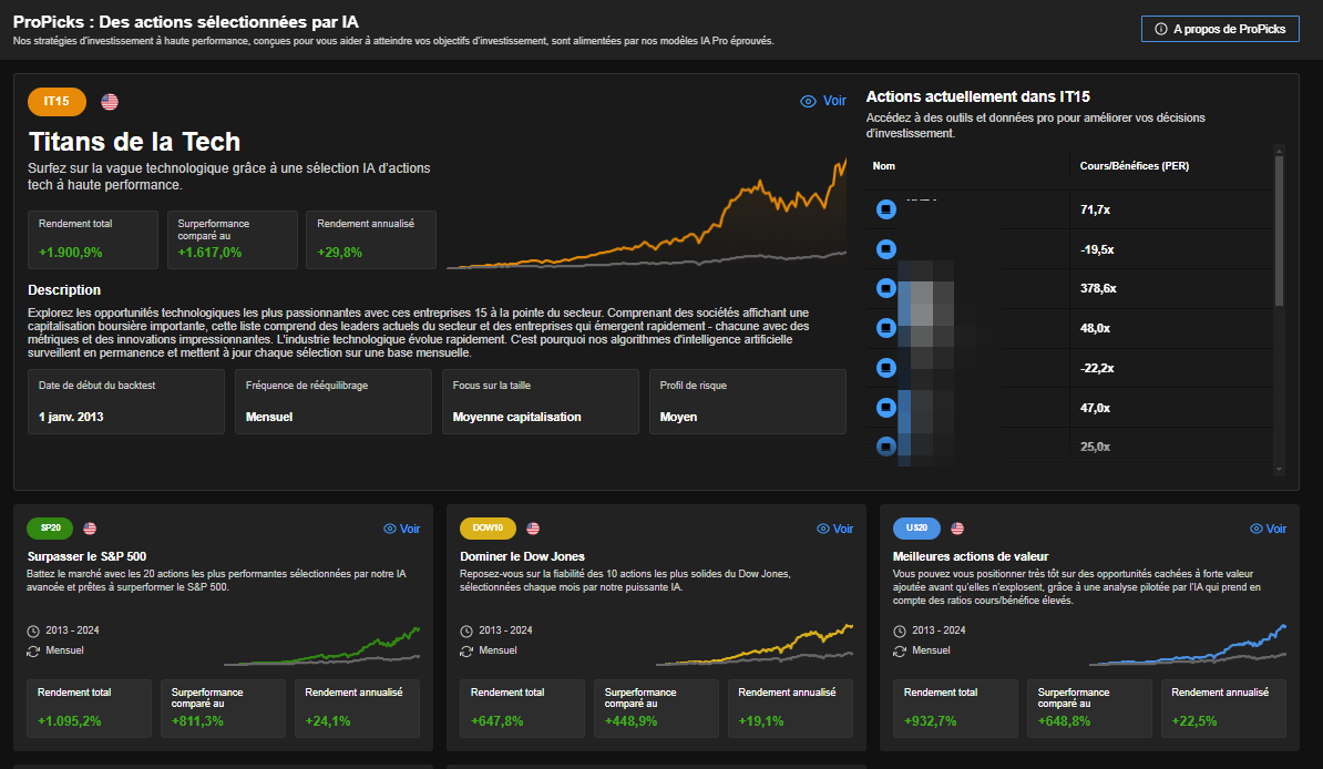 Stratégies ProPicks InvestingPro