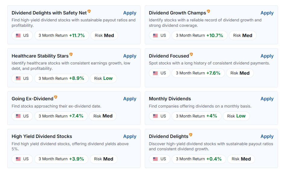 Predefined Screens