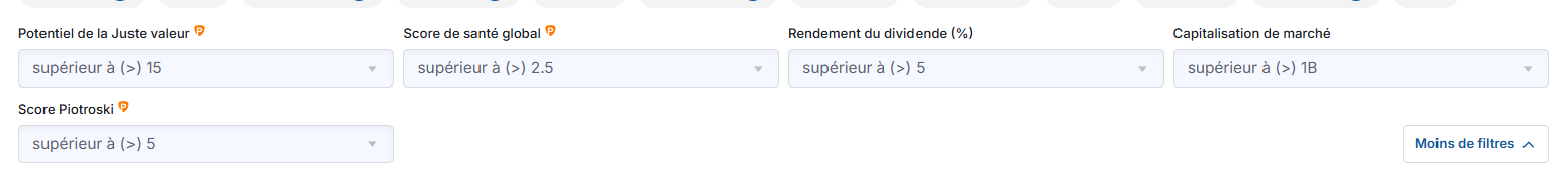 Critères screener