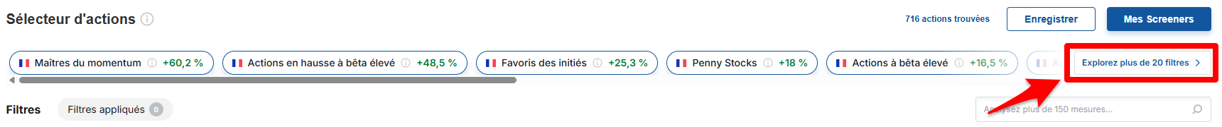Screeners prédifinis