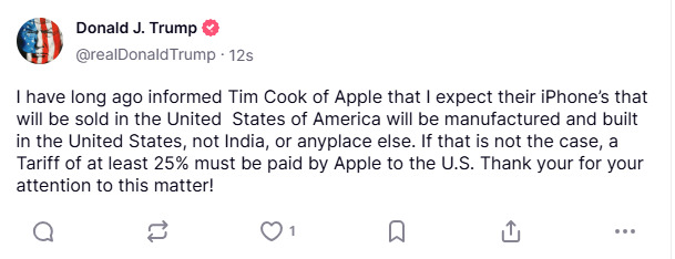 Déclaration de Trump sur Truth Social