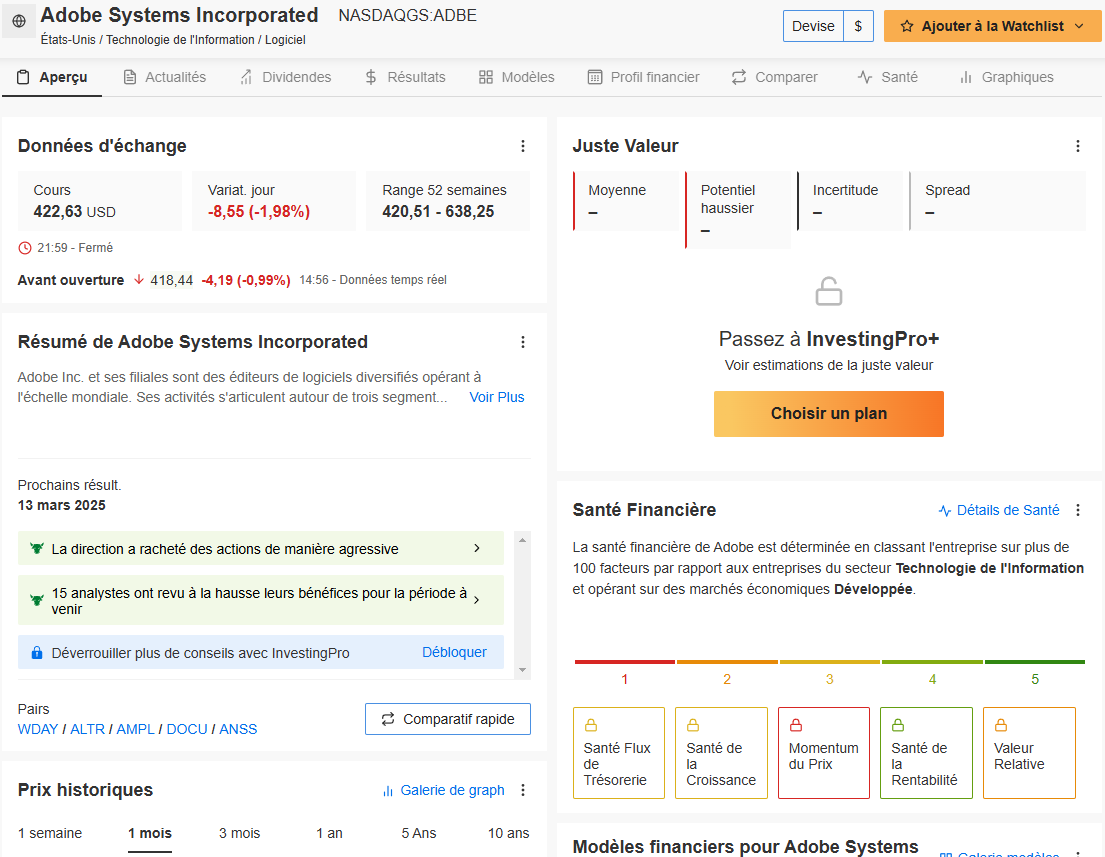 Profil Financier Adobe